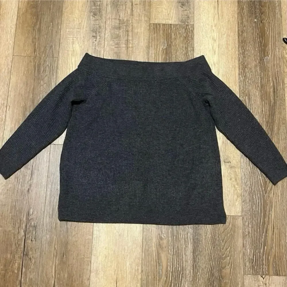 NWT Lane Bryant Off The Shoulder Sweater Heather Grey Ribbed Knit 18/20 Boatneck - Picture 4 of 7